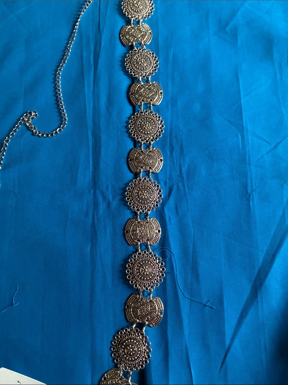 Silver-Tone Filigree Medallion Statement Belt